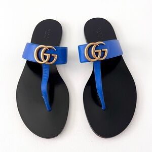 GUCCI | Marmont Double G Logo Blue Leather
Sandals Thong Slides EU 38.5 US 8.5
